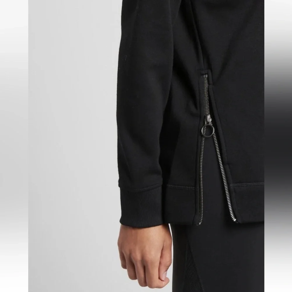 Athleta Cozy Karma Side Zip Sweatshirt Funnel Neck Pullover Black Size Small - Picture 12 of 13